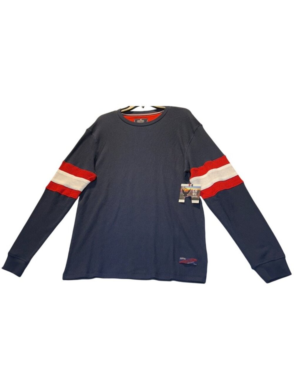 Company 81 Mens Size X Large Navy Long Sleeve Thermal Shirt With Red & White Str